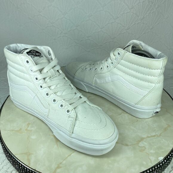 Vans SK8-Hi Sneakers Sz 7.5 White Athletic Casual Canvas Lace Up Skate Y2K Shoes - Picture 10 of 12